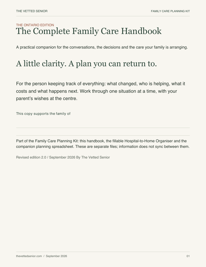 The Complete Family Care Handbook, included in the planning kit